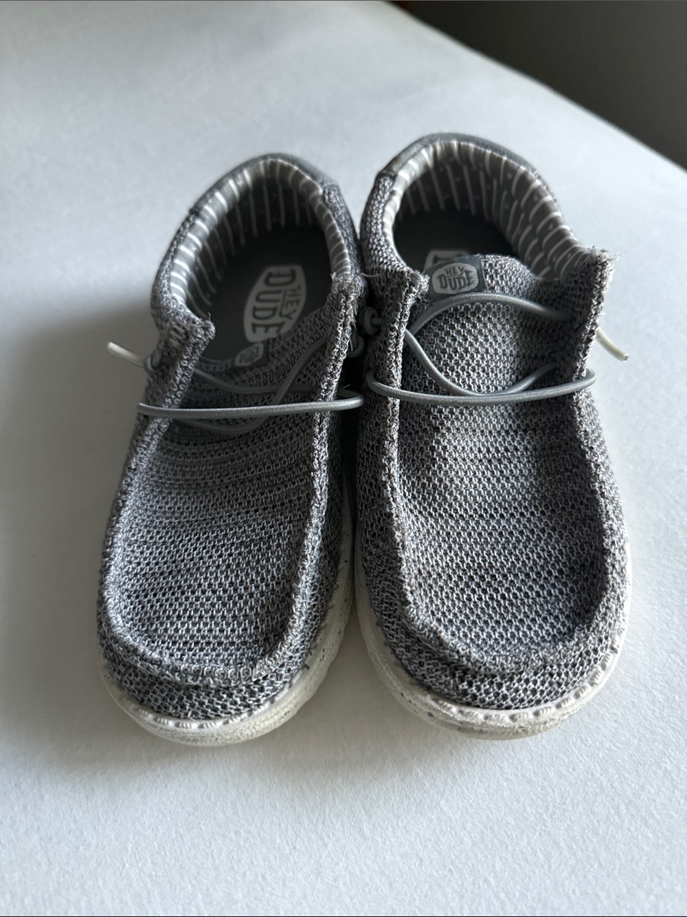 Hey Dude Kids Light Grey Knit Slip-On Sneakers